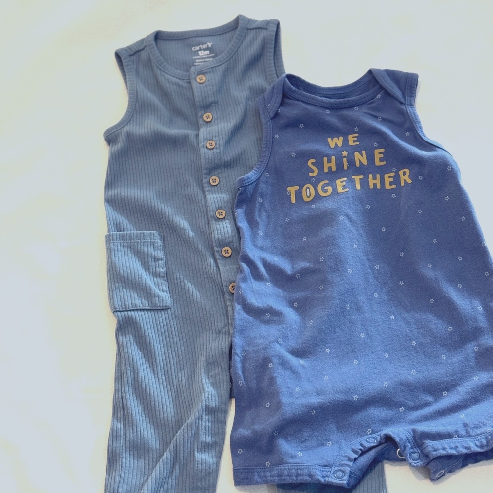 Carters Jumpsuit with buttons, and Romper We Shine Together with Stars